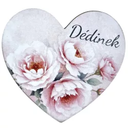 Mdf tábla, szív, Dédinek felirattal, 5x5 cm