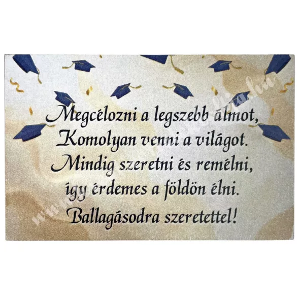 Mdf tábla, téglalap, diplomasapka, 7x4,5 cm