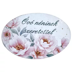 Mdf tábla, ovális, Óvó néninek szeretettel, 6x4 cm