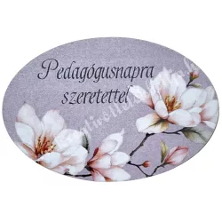 Mdf tábla, ovális, Pedagógusnapra, 6x4 cm