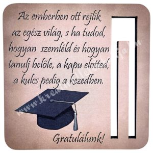 Mdf pénzátadó, diplomasapka, rózsaszín, 8,5x8,5 cm