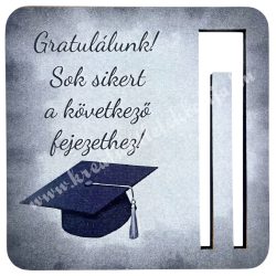 Mdf pénzátadó, diplomasapka, szürke, 8,5x8,5 cm