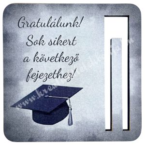 Mdf pénzátadó, diplomasapka, szürke, 8,5x8,5 cm