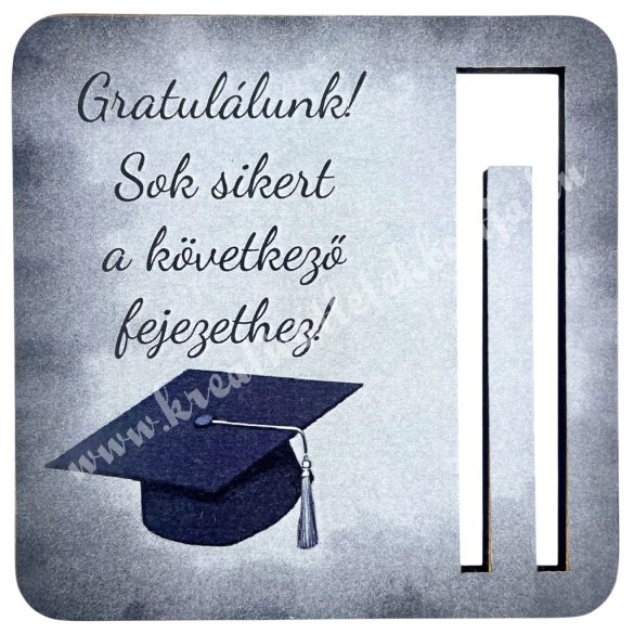 Mdf pénzátadó, diplomasapka, szürke, 8,5x8,5 cm