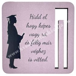 Mdf pénzátadó, lány diplomasapkával, 8,5x8,5 cm