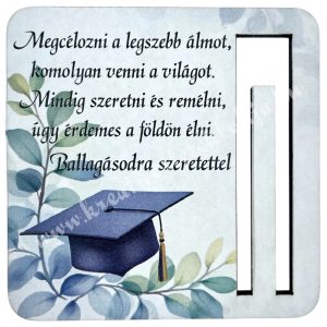 Mdf pénzátadó, diplomasapka, 8,5x8,5 cm