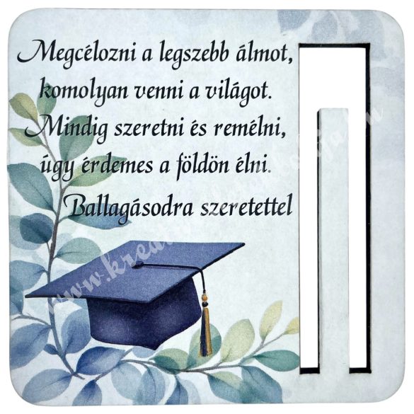 Mdf pénzátadó, diplomasapka, 8,5x8,5 cm