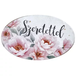 Mdf tábla, ovális, Szeretettel, 4x2,5 cm