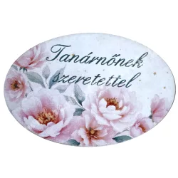Mdf tábla, ovális, Tanárnőnek szeretettel, 6x4 cm