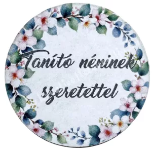 Mdf tábla, ovális, Tanító néninek szeretettel, 3,5 cm