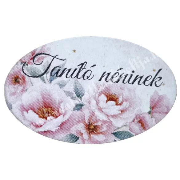 Mdf tábla, ovális, Tanító néninek, 4x2,5 cm