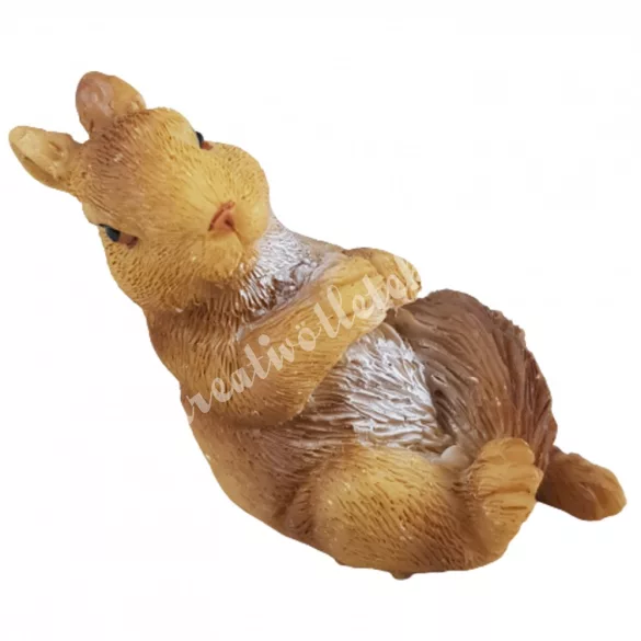 Polyresin mókus, világosbarna, 5x4,5 cm
