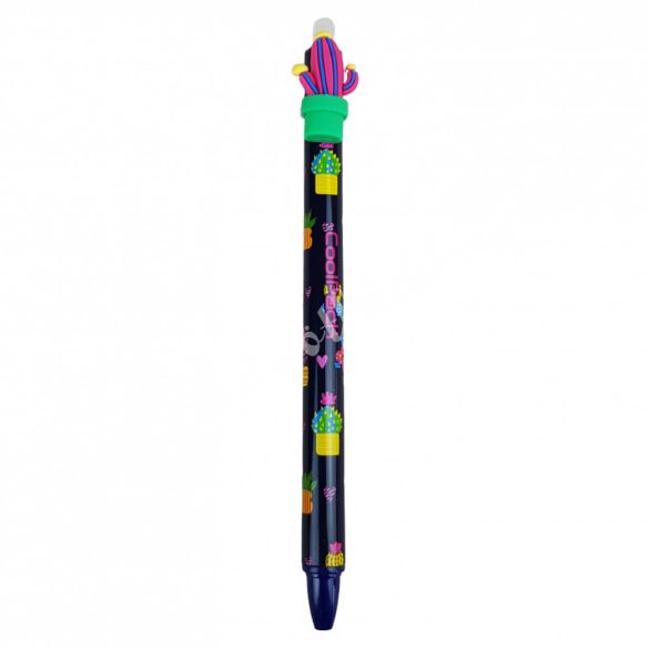 Radírozható toll, kaktuszos, fekete, 14,5 cm