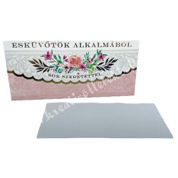   Pénzátadó boríték, ajándékkísérő kártyával, Esküvőtök alkalmából, 18,7x8,5 cm