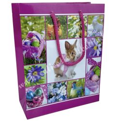 Ajándéktasak, húsvét, rózsaszín, 18x23 cm