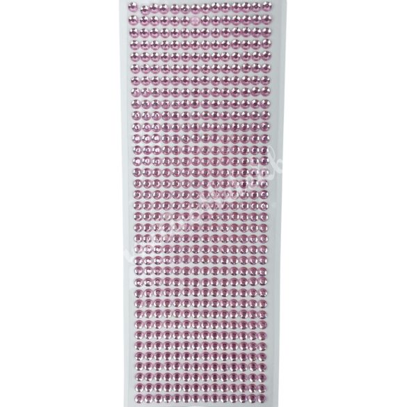 Öntapadós strassz, rózsaszín, 6 mm