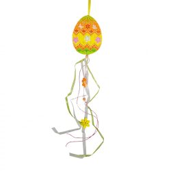 Akasztós dísz, tojás dekor, narancssárga,  kb. 10x55 cm