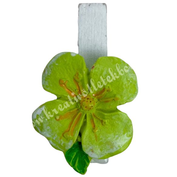Csipeszes virág, zöld, 2,2x3,5 cm