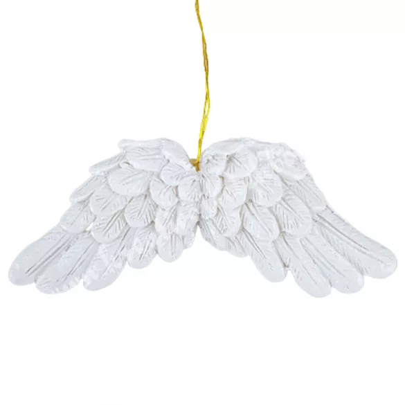 Akasztós dísz, angyalszárny, fehér, 7,2x3 cm 