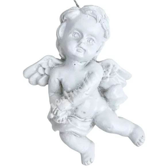 Akasztós polyresin angyal, fehér, 4x5 cm 