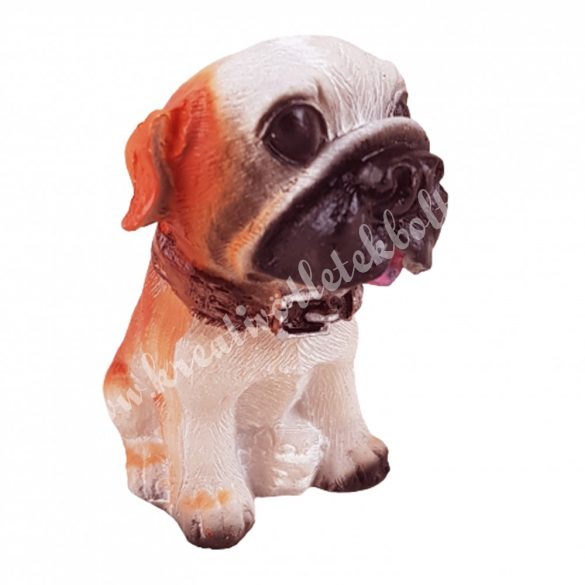 Polyresin kutya, fehér-rozsdabarna, 3x5 cm