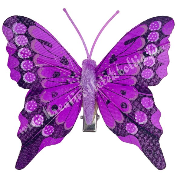 Csipeszes pillangó, lila, 7,5x7,5 cm