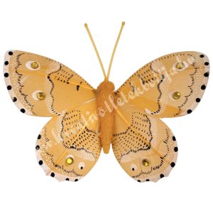 Csipeszes pillangó strasszal, narancs, 7,6x6,5 cm