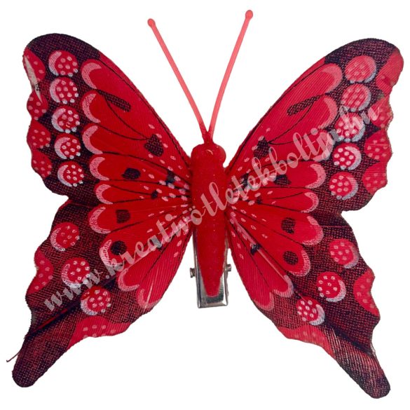 Csipeszes pillangó, piros, 7,5x7,5 cm