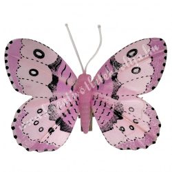 Csipeszes pillangó, rózsaszín, 7,6x6,5 cm