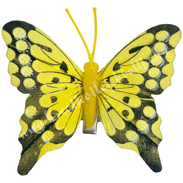 Csipeszes pillangó, sárga, 7,5x7,5 cm