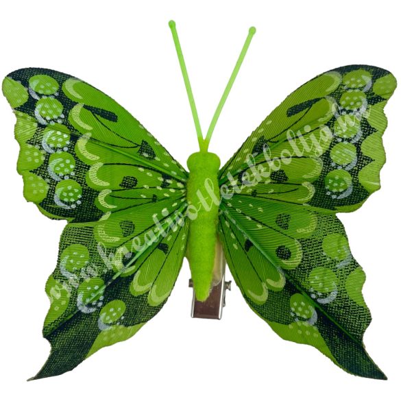Csipeszes pillangó, zöld, 7,5x7,5 cm