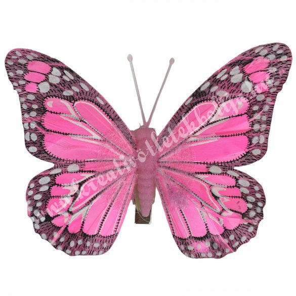 Csipeszes pillangó, rózsaszín, 11x8,5 cm