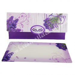   Pénzátadó boríték, ajándékkísérő kártyával, levendulák, lila, 18x8,5 cm