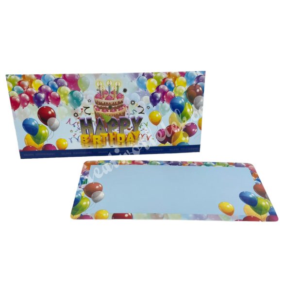 Pénzátadó boríték, ajándékkísérő kártyával, Happy Birthday, 18x8,5 cm