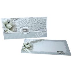   Pénzátadó boríték, ajándékkísérő kártyával, ezüst, 18x8,5 cm