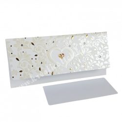   Pénzátadó boríték, ajándékkísérő kártyával, szíves-köves, ekrü, 21,5x10 cm