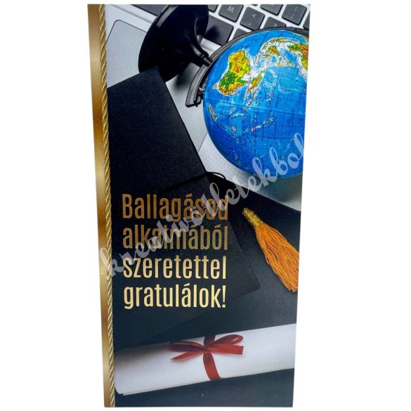 Pénzátadó zsebes boríték, ballagásra, 11x21,5 cm