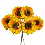 Papír napraforgó csokor, sárga, 4,5 cm, 6 szál/csokor