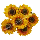 Papír napraforgó csokor, sárga, 4,5 cm, 6 szál/csokor