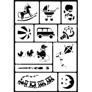 Stencil 196., babaváró, 15x21 cm