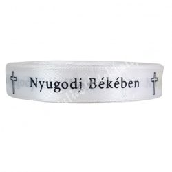 Szalag, Nyugodj Békében, fehér, 1,5 cm