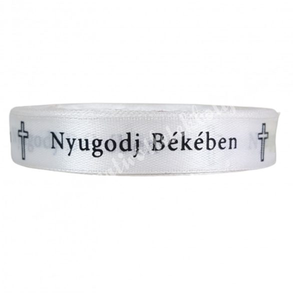 Szalag, Nyugodj Békében, fehér, 1,5 cm