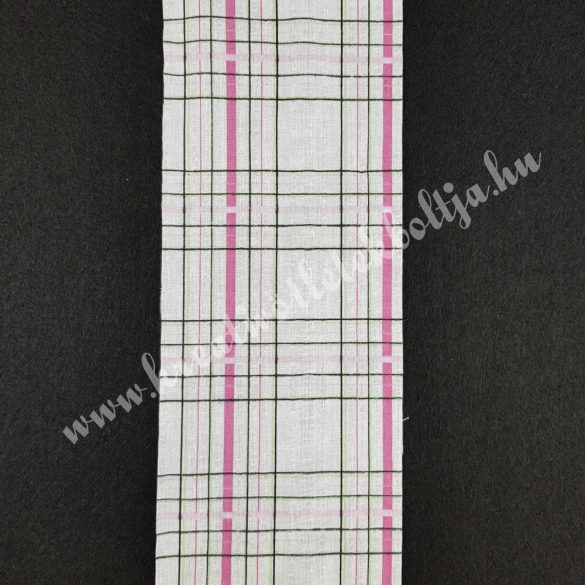Szalag, kockás 7., pink-zöld-fekete-fehér, 100 mm