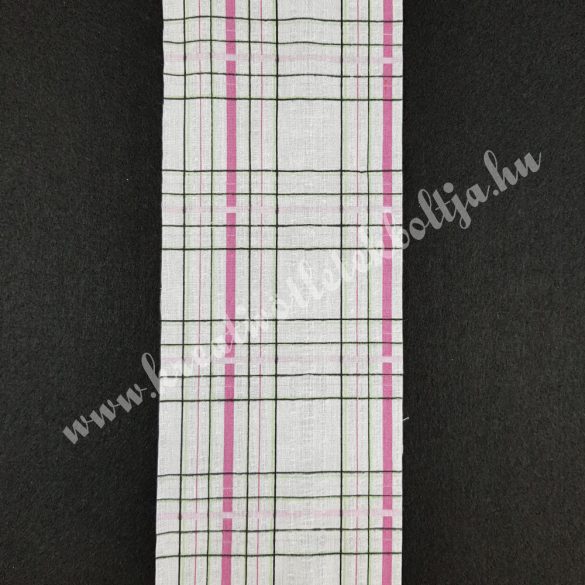 Szalag, kockás 7., pink-zöld-fekete-fehér, 100 mm