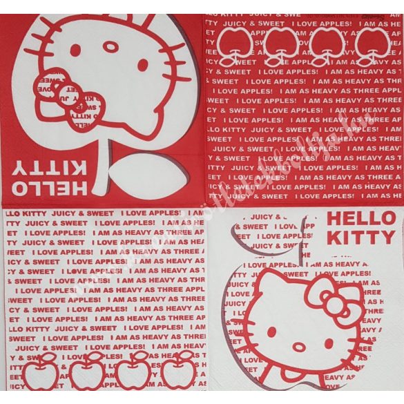 Szalvéta, Disney-mintás, Hello Kitty, 33x33 cm (22)