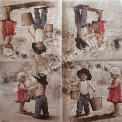   Szalvéta, gyerekmintás, gyerekek vödrökkel, 33x33 cm (13)