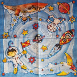 Szalvéta, gyerekmintás, űrutazás, 33x33 cm (33)