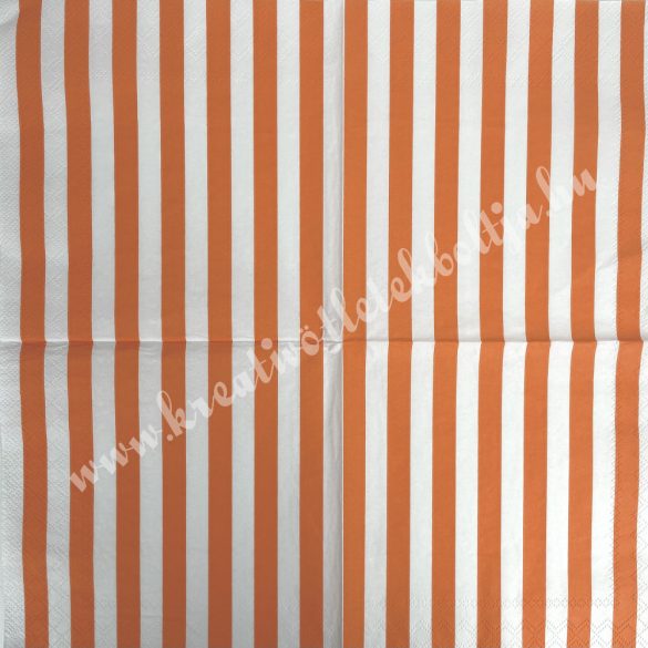Szalvéta, mintás, narancs-fehér csíkos, 33x33 cm (17) 