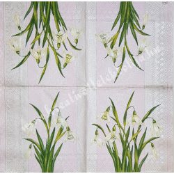 Szalvéta, tavaszi virágok, hóvirág, 33x33 cm (4)