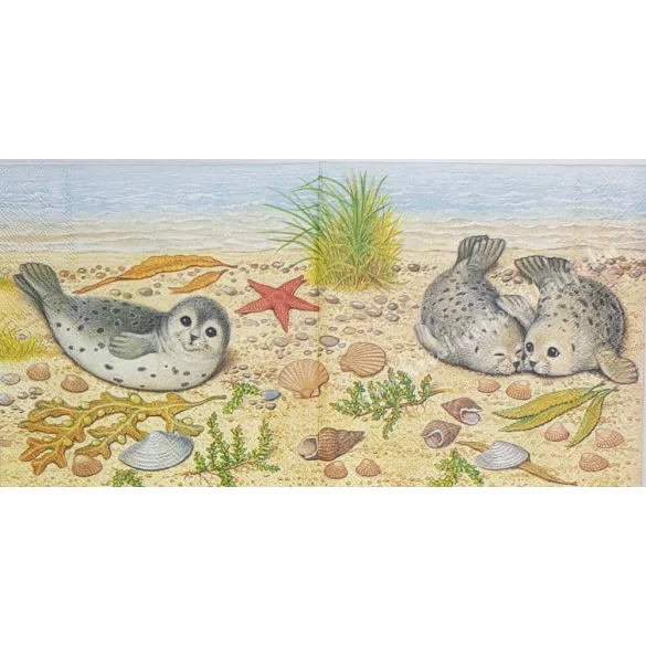 Szalvéta, tenger, fóka, 33x33 cm (23)